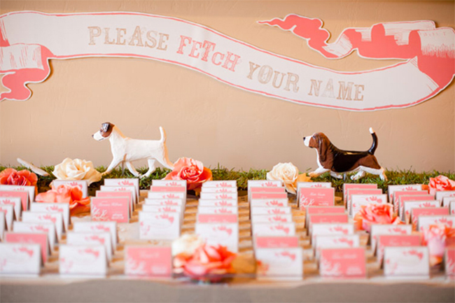 Pet themed escort card display!