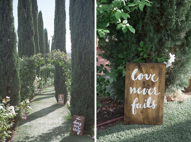 We're loving these sweet aisle signs towards the wedding!