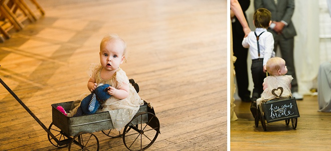 How darling is this?! Love the here comes the bride wagon!