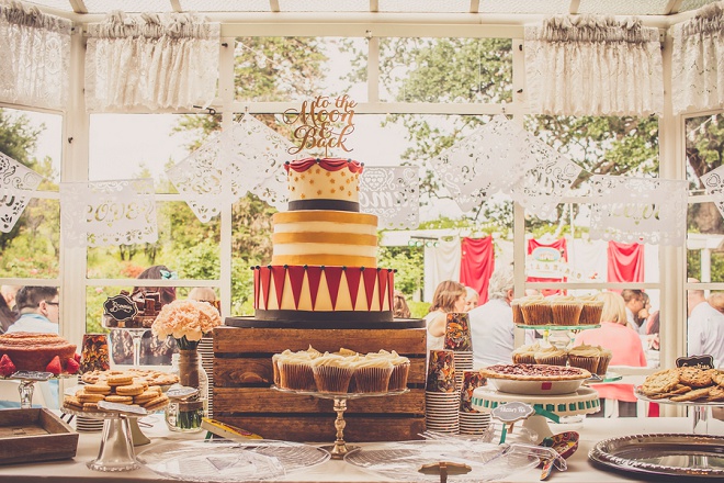 We're loving this fun, vintage carnival style wedding and gorgeous dessert bar!