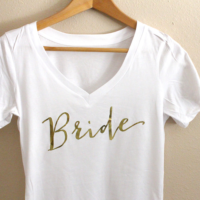 Gold and white Bride shirt, awesome bride-to-be gift!