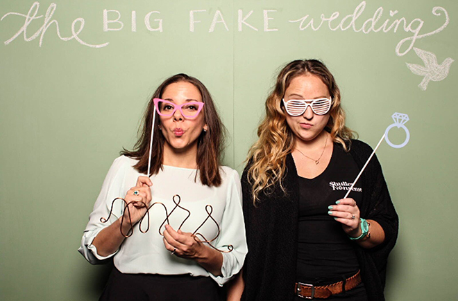 Something Turquoise and The Budget Savvy Bride in the Shutter Nonsense Photo Booth at the Big Fake Wedding LA!