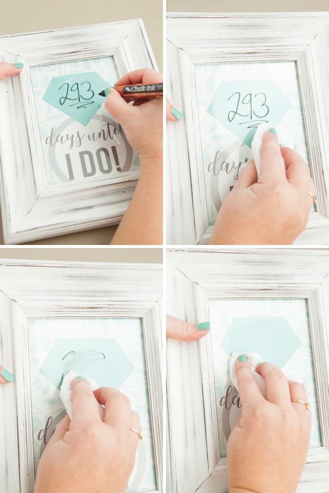 Adorable DIY wedding countdown sign, fill in the days with a Chalk Ink marker!
