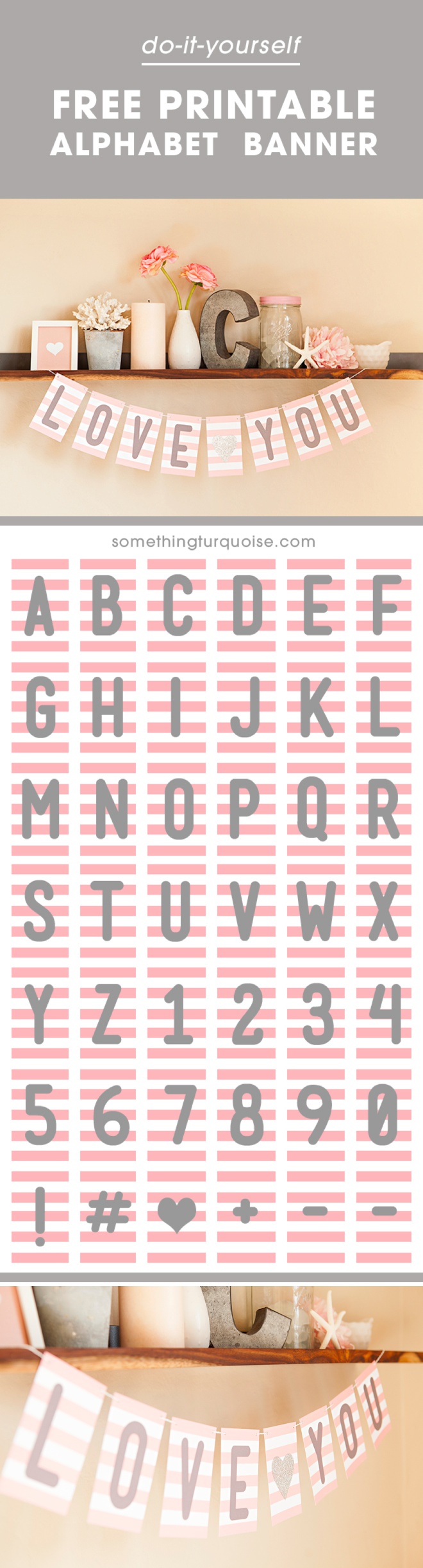 Free Pink Gray Printable Alphabet And Number Banner