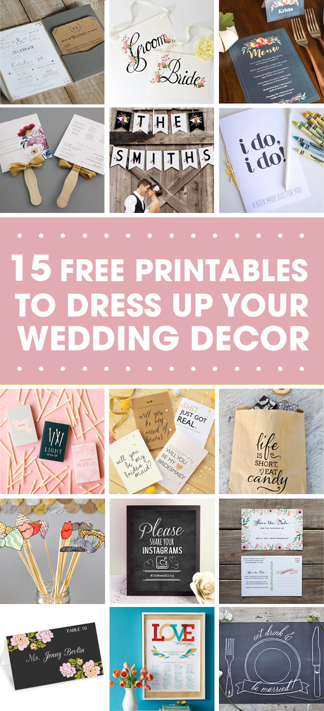 15 Free + Awesome Wedding Printable Projects!