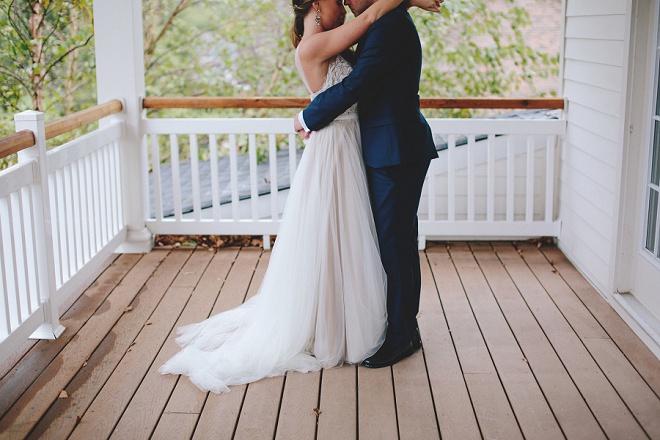 We're swooning over this front porch first touch before the ceremony!