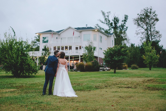 We're swooning over this darling couple and their backyard lake wedding!