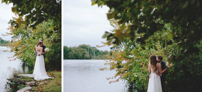 We're swooning over this darling couple and their backyard lake wedding!