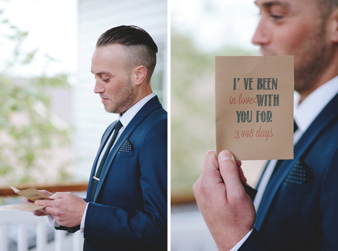 How sweet is this first touch wedding card for her Groom?! Swoon!