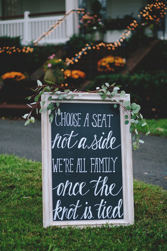 Choose a seat not a side, we're all family once the knot is tied!