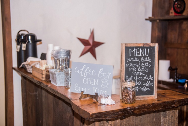 We love this darling reception coffee bar!
