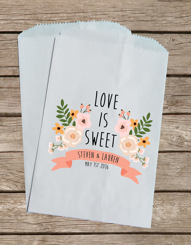 Darling Love is Sweet, custom treat bags from Creative Party Design via Etsy!