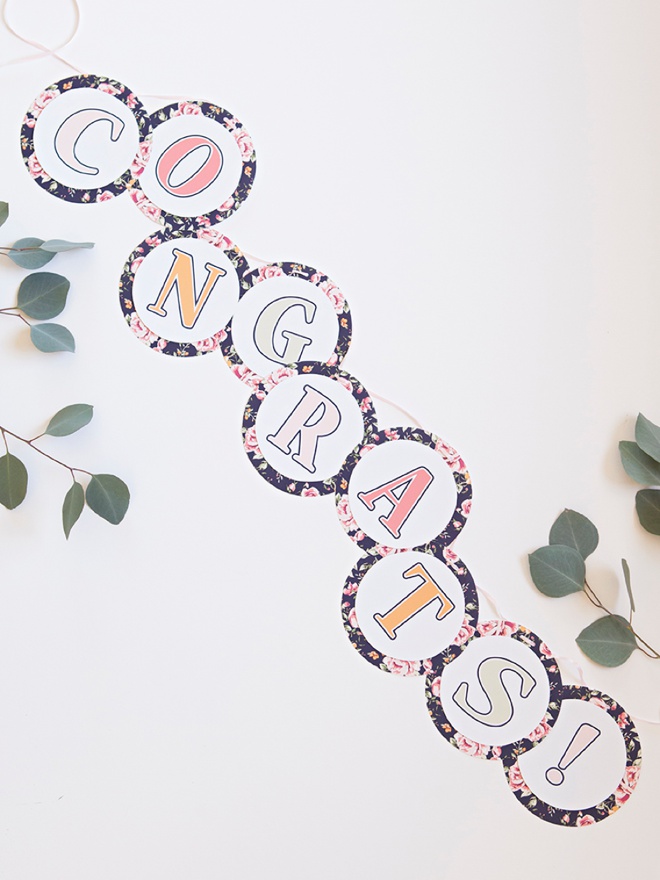 Gorgeous, FREE printable floral alphabet and Congrats banner!