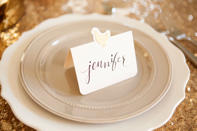 Darling DIY idea for wedding seating cards with each guests choice of entrée!