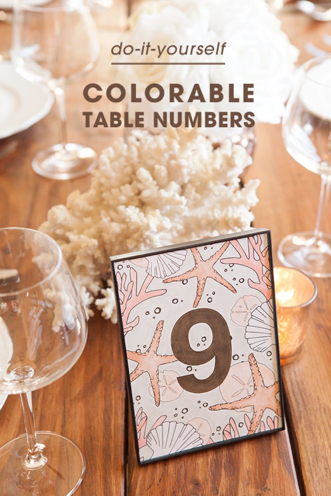 Check out these free printable wedding table numbers that you can color!