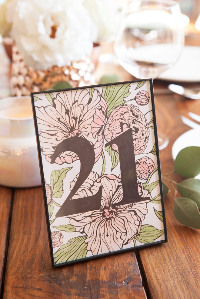 Check out these free printable wedding table numbers that you can color!