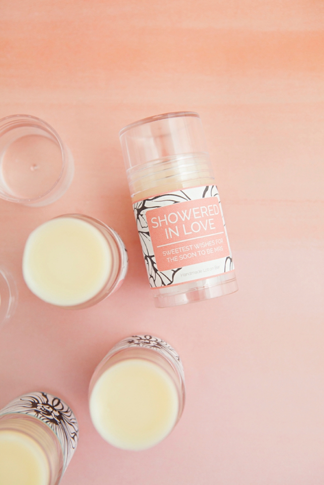 DIY Push-pop Lotion Bars, with free printable bridal shower label!