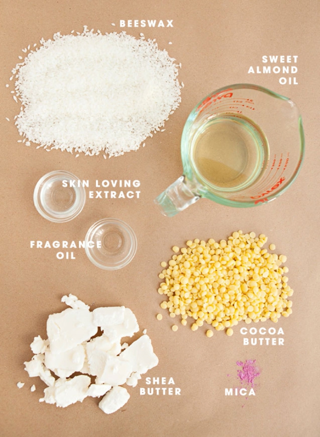 These are the ingredients you need to make lotion bars, great recipe!
