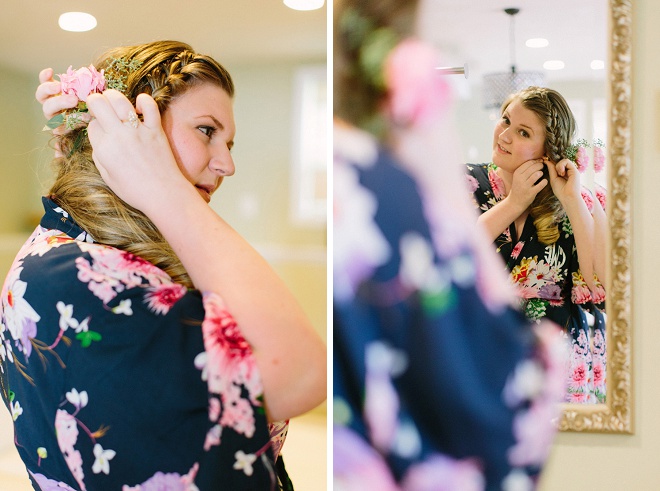 Loving this Bride's wedding color coordinated getting ready robe!