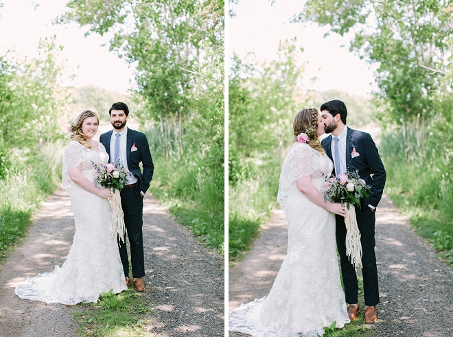 We're swooning over this Bride and Groom and their vintage boho outdoor wedding!