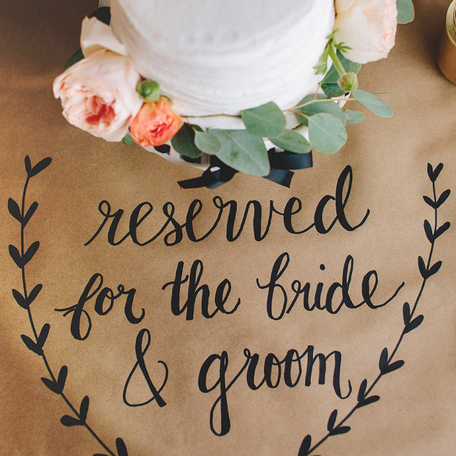 Custom Hand Written Table Runner Wedding Kraft Paper Table Runner  Personalized Tablescape Decorating Wedding Cake Table Decorating 