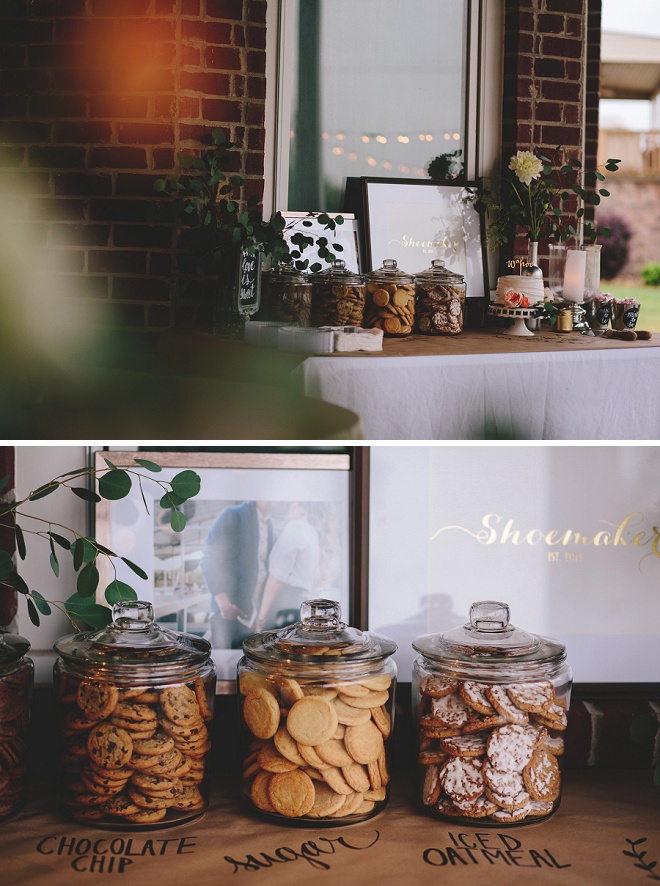 Awesome self-service style cookie dessert bar for a wedding!