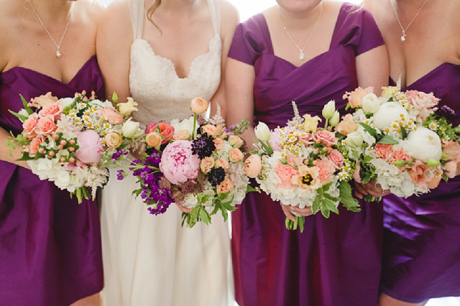 We love this fun shot of the Bride and her Bridesmaids with their bright spring bouquets!