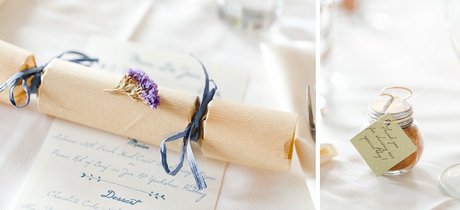 LOVING this gorgeous and classic crackers for each guest! How fun!