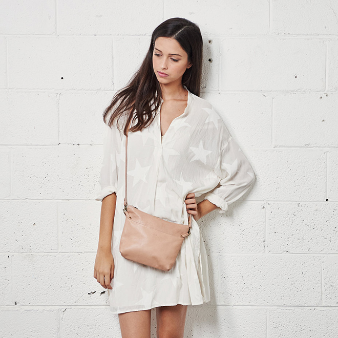 Pink Cross-body leather bag by Cyan By Miri Weiss