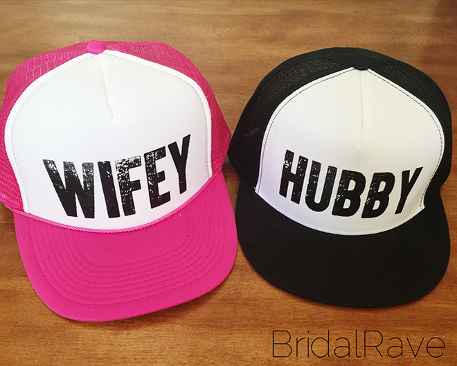 Hubby + Wifey trucker hats by Bridal Rave