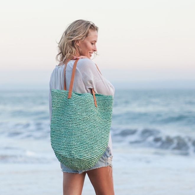Handwoven Straw Beach Bag by Moos