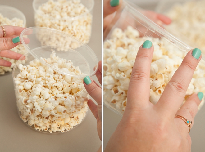 Darling bridal favor idea, He Popped The Question - popcorn favors with free printable labels!