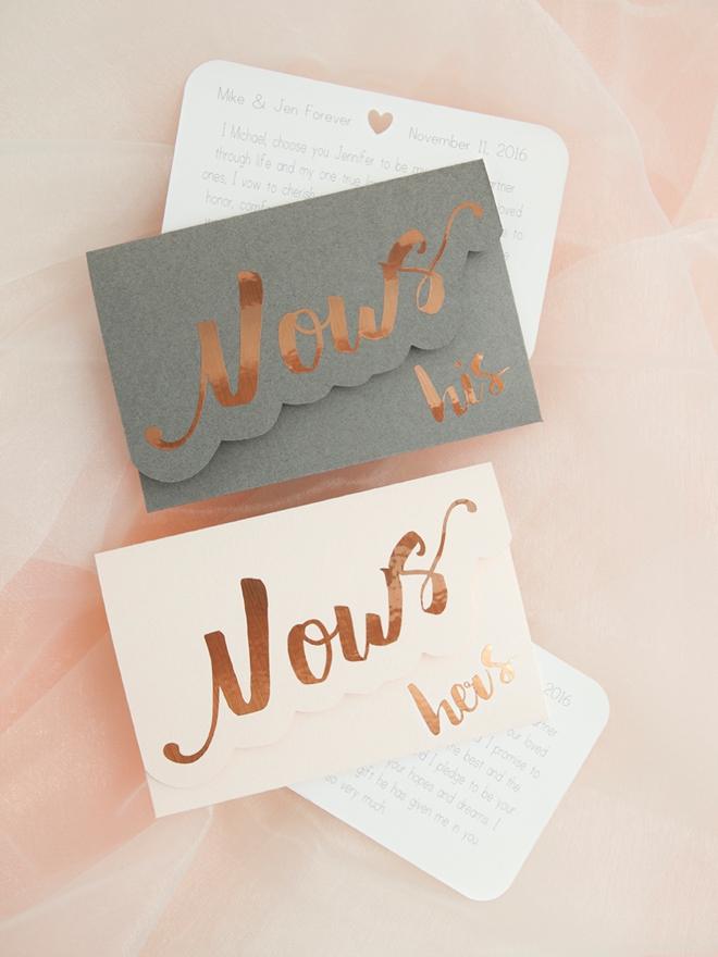 Darling DIY idea for custom wedding vow notebooks!