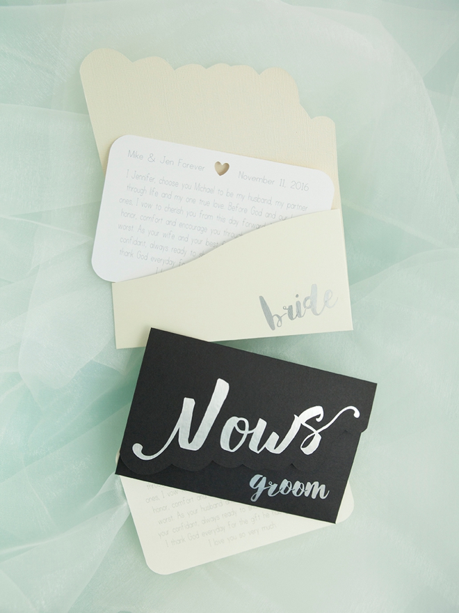 Darling DIY idea for custom wedding vow notebooks!