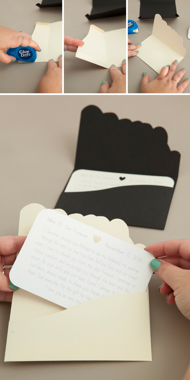 Darling DIY idea for custom wedding vow notebooks!
