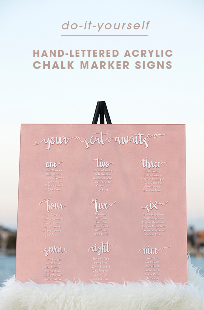 The best tutorial on making hand-lettered acrylic wedding signs using Chalk Ink Markers and paint!