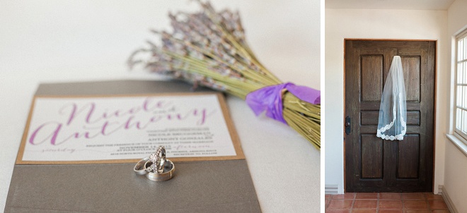 We're loving this gorgeous ring shot featuring their invitation and lavender detail!