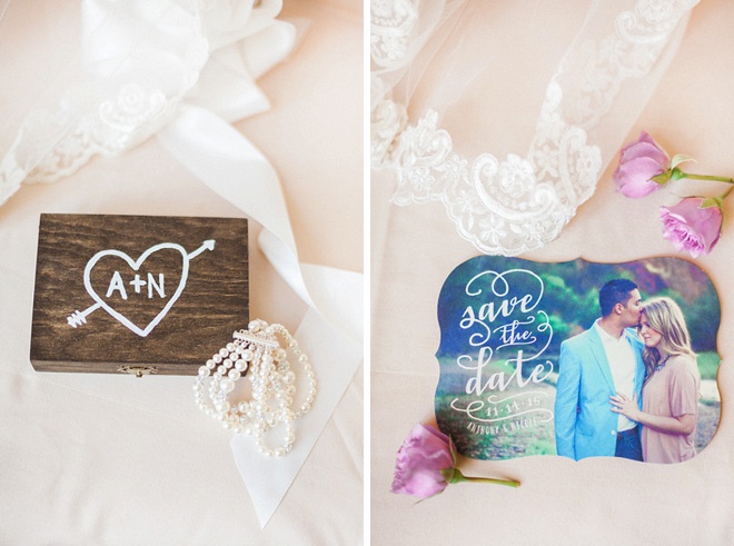 How sweet is this ring box and save the date? So cute!