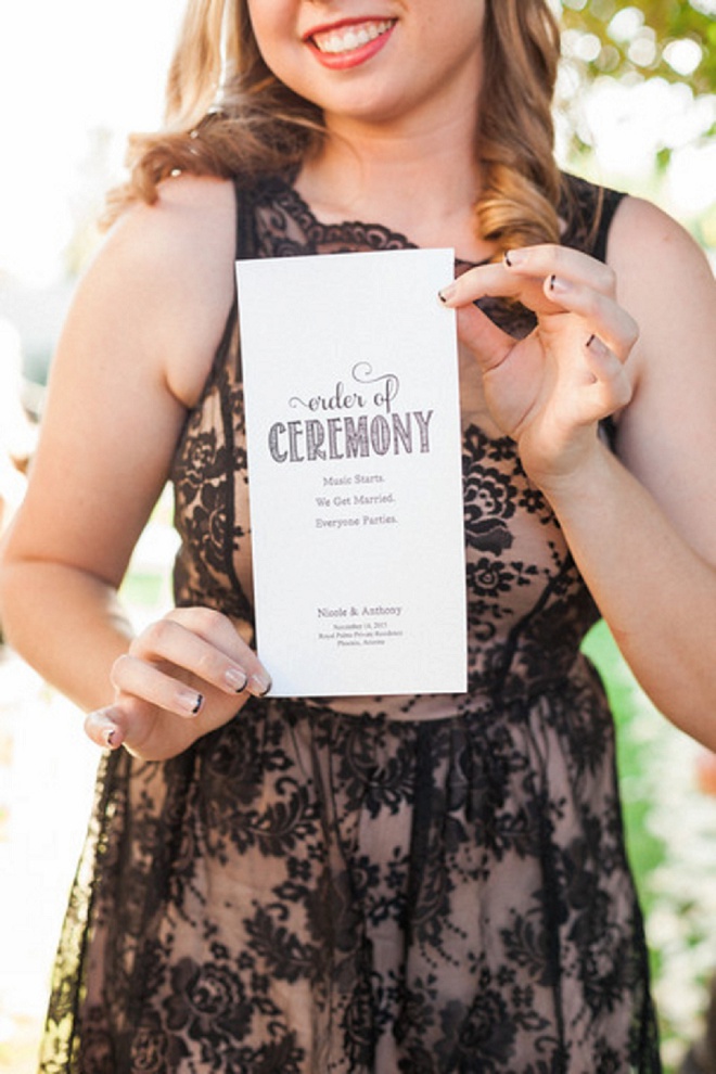 Such a fun wedding ceremony program shot! Love!