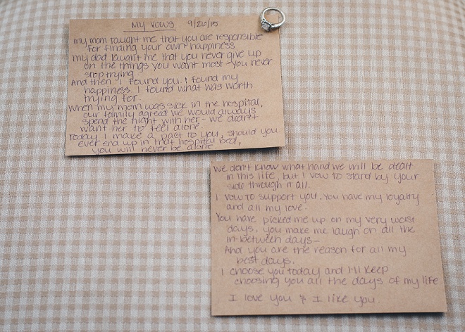 Loving this photo of this Bride and Groom's handwritten vows. So sweet!