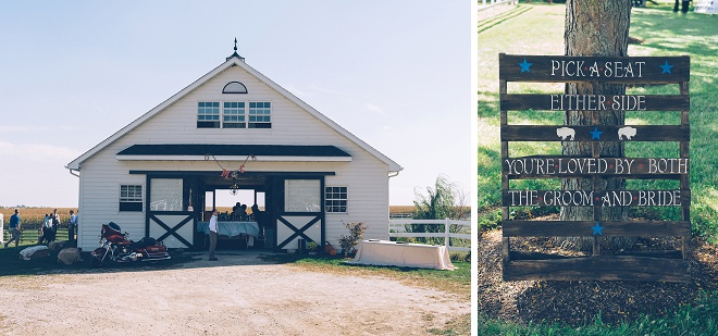 We're loving this gorgeous outdoor barn wedding and the darling hand written signage!