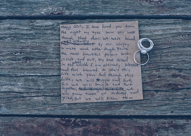 Loving this photo of this Bride and Groom's handwritten vows. So sweet!