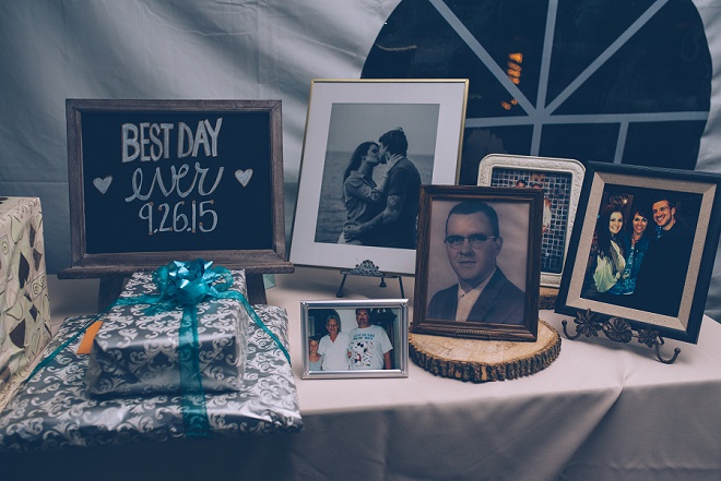 Sweet table in memory at this gorgeous barn wedding!