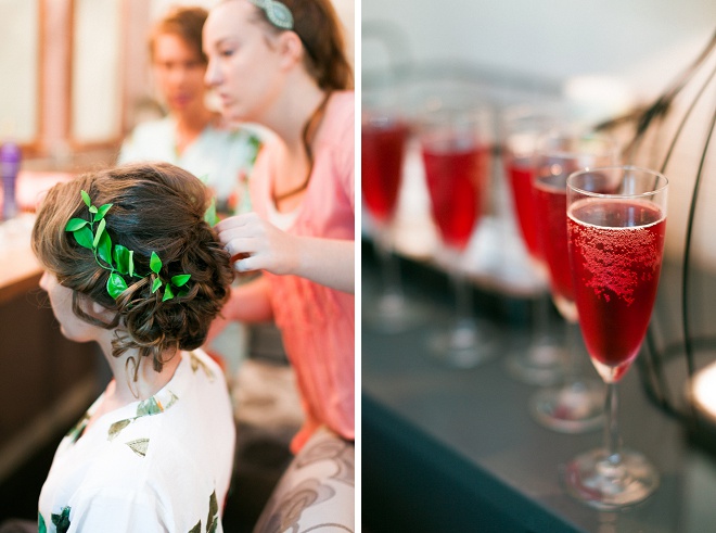 We're loving this Bride's gorgeous greenery hair piece!