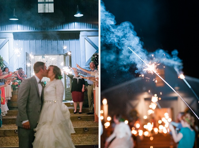Swooning over this gorgeous sparkler exit at this boho wedding!