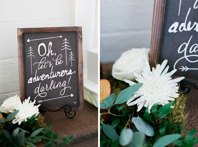 This dreamy hand lettered chalkboard sign is such a darling detail!