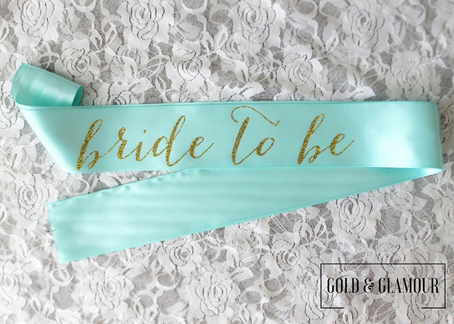 Aqua bride to be sash by Gold & Glamour on Etsy!