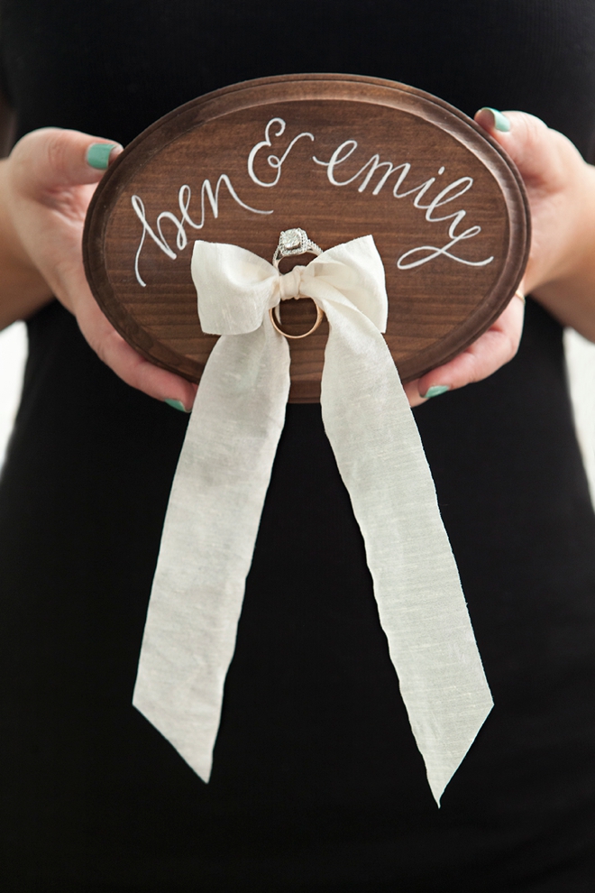 Darling and easy DIY idea for custom painted ring bearer plaques!