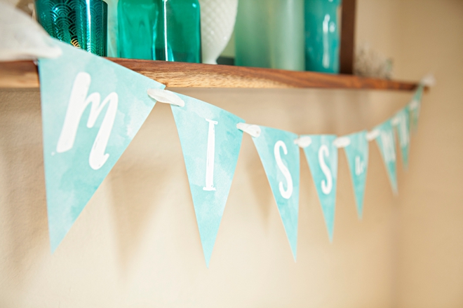 Adorable FREE printable watercolor alphabet banner, you can make it say anything you want!