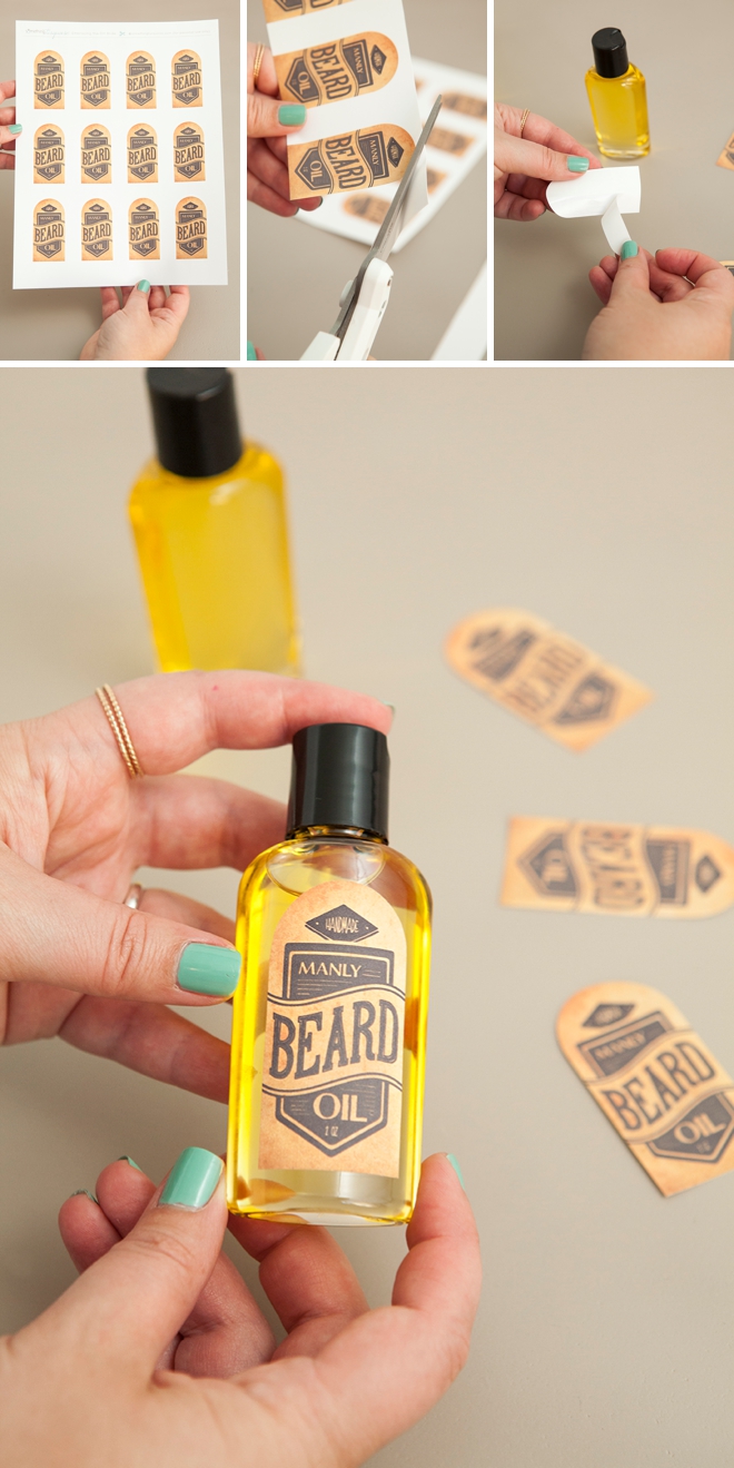 Super easy recipe for making your own beard oil, perfect for groomsmen gifts!